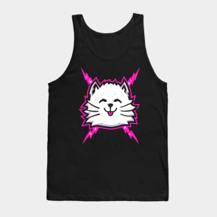 White Electric Cat Tank Top